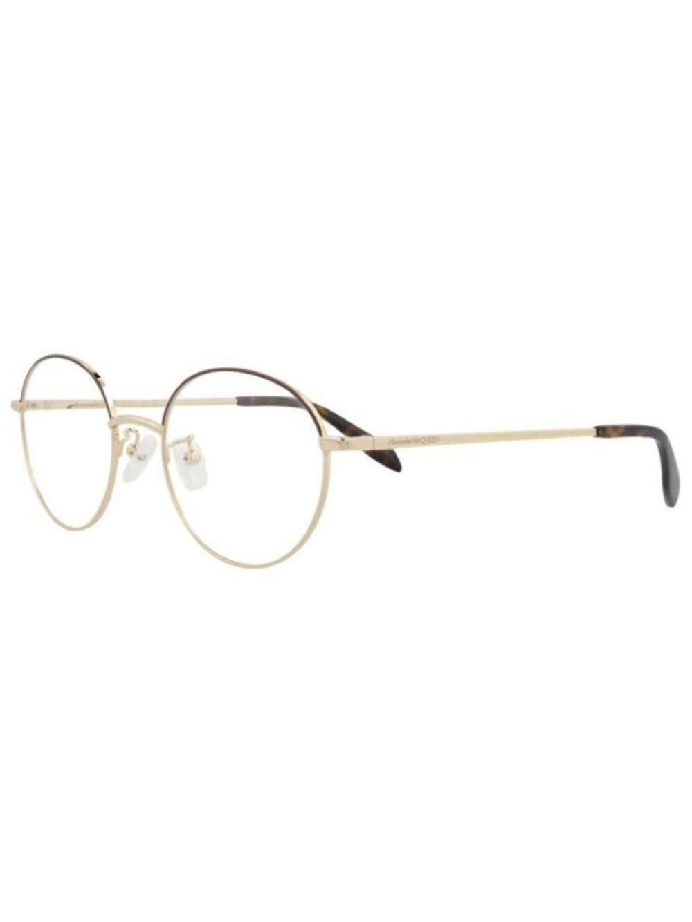 New Alexander McQueen Unisex Round/Oval Gold Gold Transparent Fashion Designer E